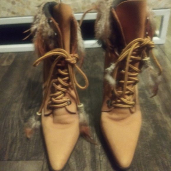 Custom Feather Trim Ankle Boots - Picture 4 of 4